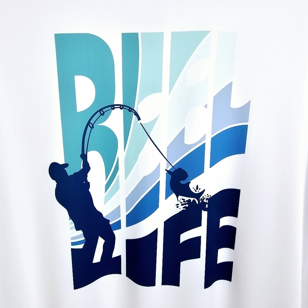 REEL Life White & Blue Jax Beach Shirt NWT - Picture 6 of 8